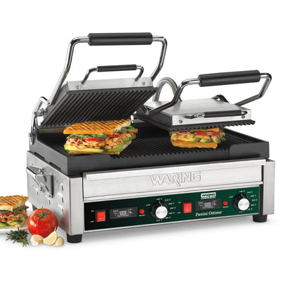 Waring WPG300T Panini Ottimo® Dual Panini Grill with Timer — 240V (17" x 9.25" cooking surface)