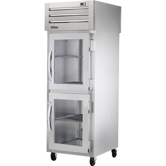 True STA1RPT-2HG-1S-HC Pass-Thru Half Glass Front/Solid Rear Swing Doors Refrigerator