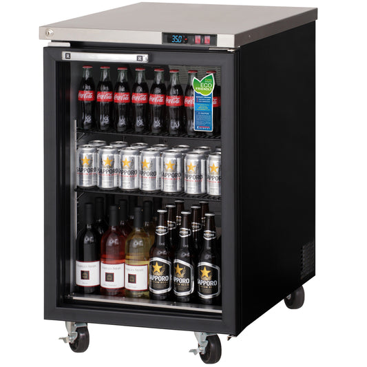 Everest Refrigeration EBB23G 1 Glass Door Back Bar Cooler, 23" - Black Exterior