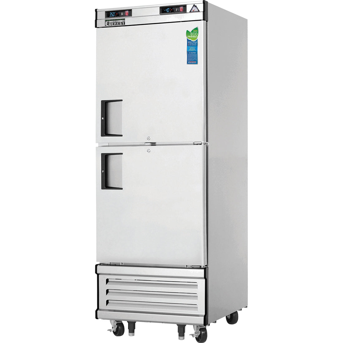 Everest Refrigeration EBWRFH2 1 Section Wide Half Door (1/2 Ref & 1/2 Fzr) Dual Temp, 29 1/4"