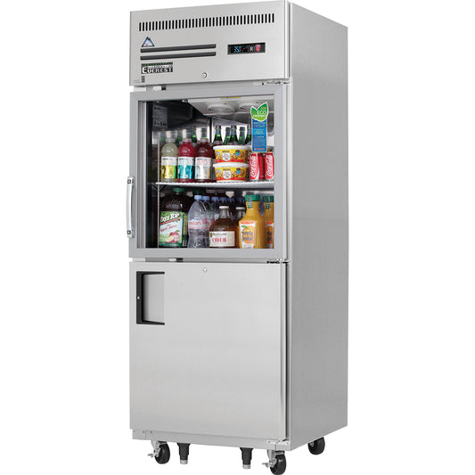 Everest Refrigeration EGSH2 1 Section - 2 Half Door Refrigerator,Top Glass & Bottom Solid, 29 1/4"