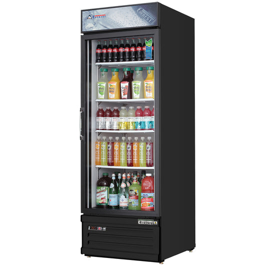 Everest Refrigeration EMGR10B 1 Door Refrigerator Merchandiser, 10 cu ft - Black Exterior