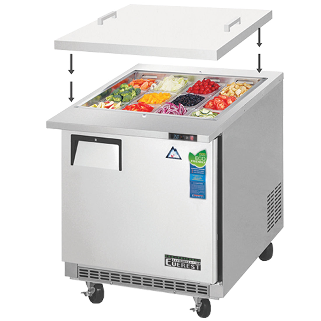 Everest Refrigeration EOTP1 1 Door Open Top Prep Table, 27 1/2" (Mega Top)