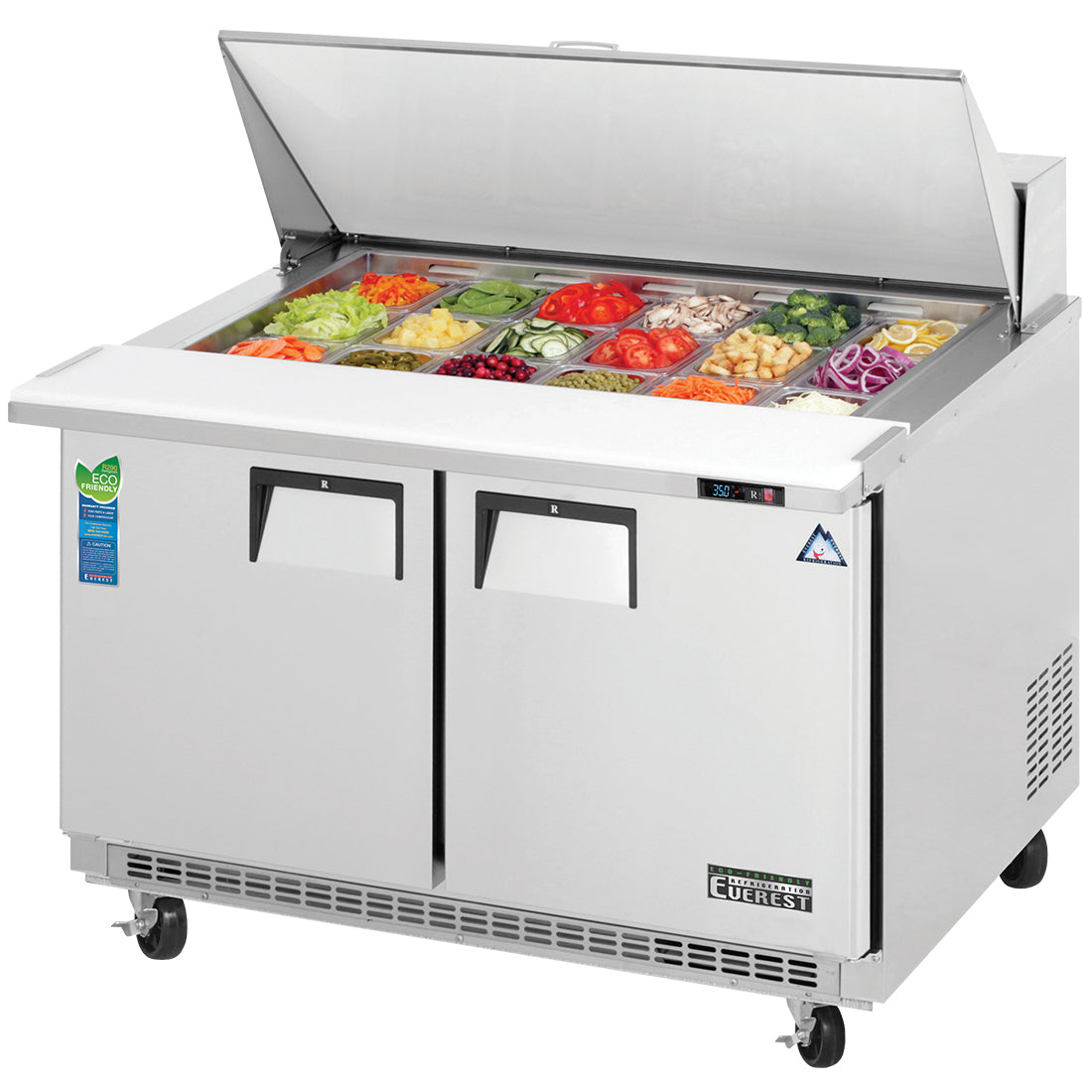 Everest Refrigeration EPBR2 2 Door Sandwich Prep Table, 47 1/2" (Mega Top)