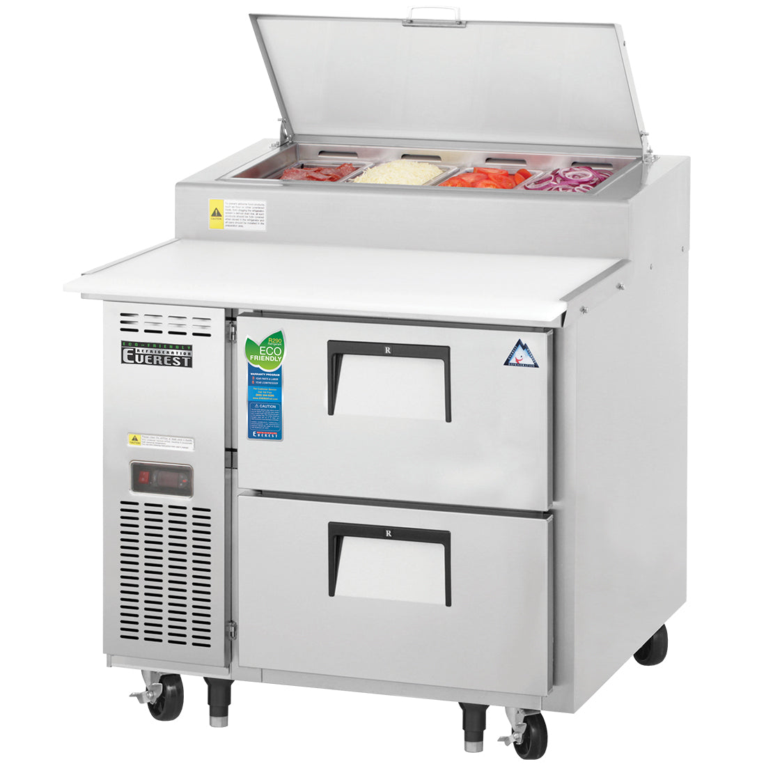 Everest Refrigeration EPPR1-D2 1 Section 2 Drawer Pizza Prep Table, 35 1/2"