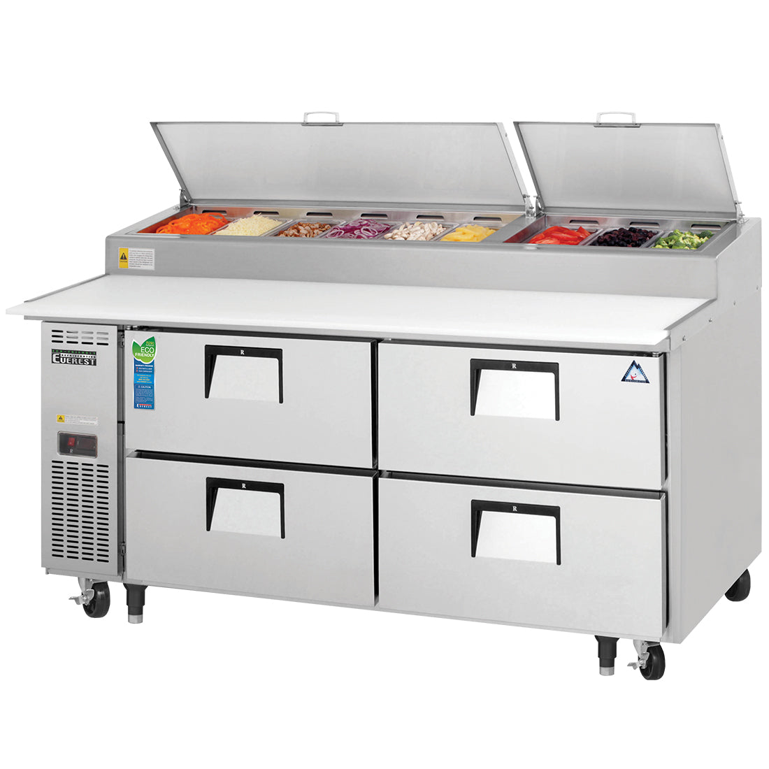 Everest Refrigeration EPPR2-D4 2 Section 4 Drawer Pizza Prep Table, 71 1/2"