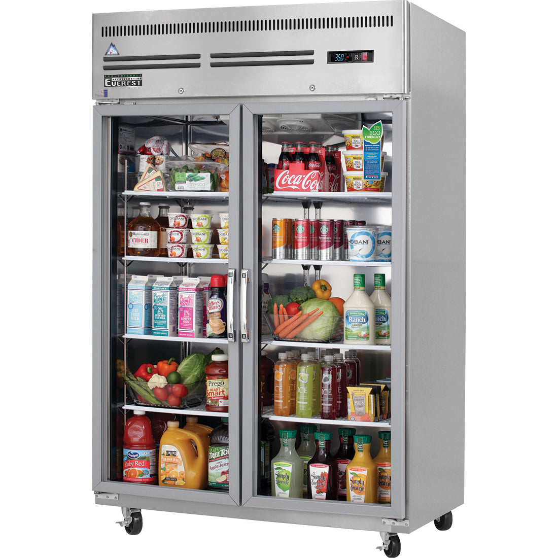 Everest Refrigeration ESGR2 2 Glass Door (Swing) Refrigerator, 49 3/4"