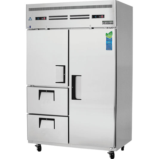 Everest Refrigeration ESRF2D2 2 Section -1 Halt Dr & 2 Drawer (LFT; Ref), 1 Full Dr (RT; Fzr) Dual Temp, 49 3/4"