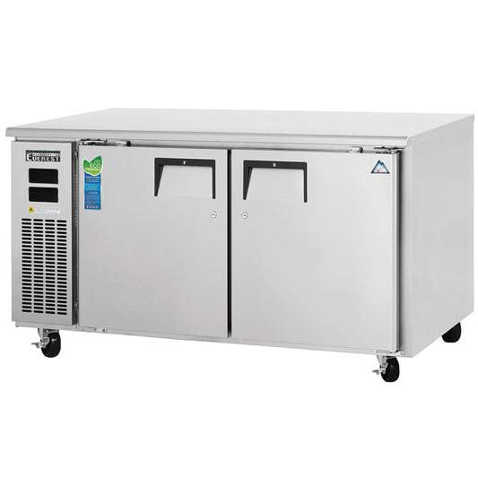 Everest Refrigeration ETRF2 2 Door Undercounter 1/2 Ref & 1/2 Fzr Dual Temp, 59 1/2"