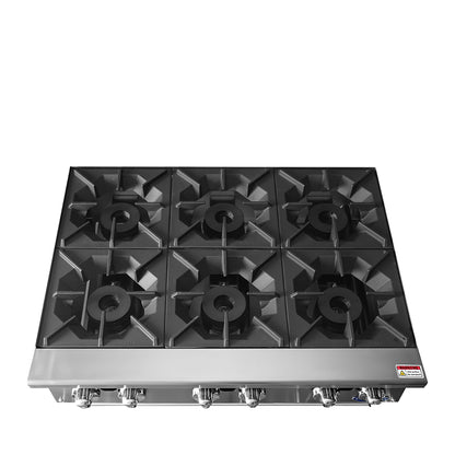 Atosa ACHP-6 HD 36'' (6) Burner Hotplate with Total 192,000 B.T.U.