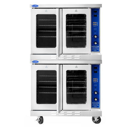 Atosa ATCO-513NB-2 Double Non-Bakery Depth Convection Oven with Total 92,000 B.T.U., Includes Connection Kit/Casters - Standard Depth