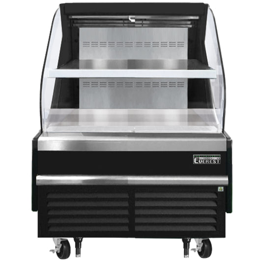 Everest Refrigeration EOMH-36-B-35-T Horizontal Open Air Merchandiser, 37 1/4" Length, 34 1/4" Depth, 46" Height - Black Exterior