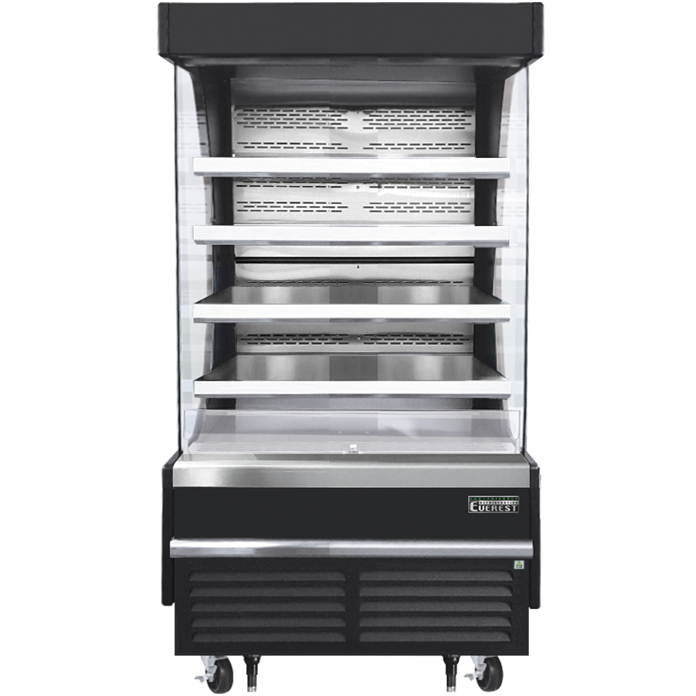 Everest Refrigeration EOMV-36-B-28-T Vertical Open Air Merchandiser, 37 1/4" Length, 28 3/8" Depth, 78" Height - Black Exterior