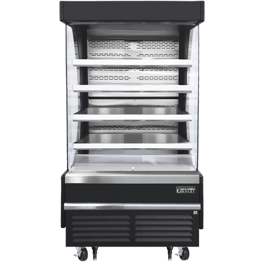 Everest Refrigeration EOMV-36-B-28-T Vertical Open Air Merchandiser, 37 1/4" Length, 28 3/8" Depth, 78" Height - Black Exterior