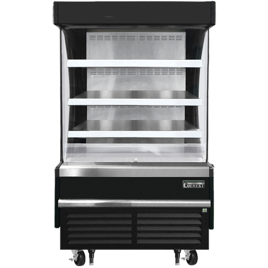 Everest Refrigeration EOMV-36-B-28-S Vertical Open Air Merchandiser, 37 1/4" Length, 28 3/8" Depth, 60 1/8" Height - Black Exterior