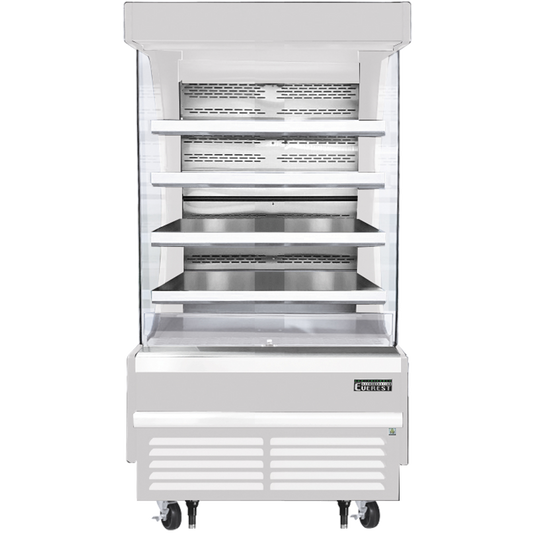 Everest Refrigeration EOMV-36-W-28-T Vertical Open Air Merchandiser, 37 1/4" Length, 28 3/8" Depth, 78" Height - White Exterior