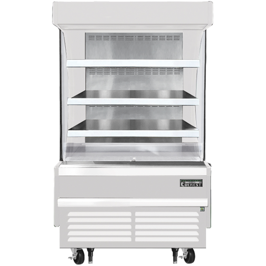 Everest Refrigeration EOMV-36-W-28-S Vertical Open Air Merchandiser, 37 1/4" Length, 28 3/8" Depth, 60 1/8" Height - White Exterior