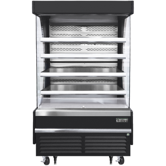 Everest Refrigeration EOMV-48-B-28-T Vertical Open Air Merchandiser, 48" Length, 28 3/8" Depth, 78" Height - Black Exterior