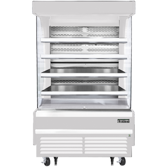 Everest Refrigeration EOMV-48-W-28-T Vertical Open Air Merchandiser, 48" Length, 28 3/8" Depth, 78" Height - White Exterior