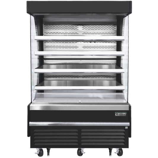 Everest Refrigeration EOMV-60-B-28-T Vertical Open Air Merchandiser, 60" Length, 28 3/8" Depth, 78" Height - Black Exterior