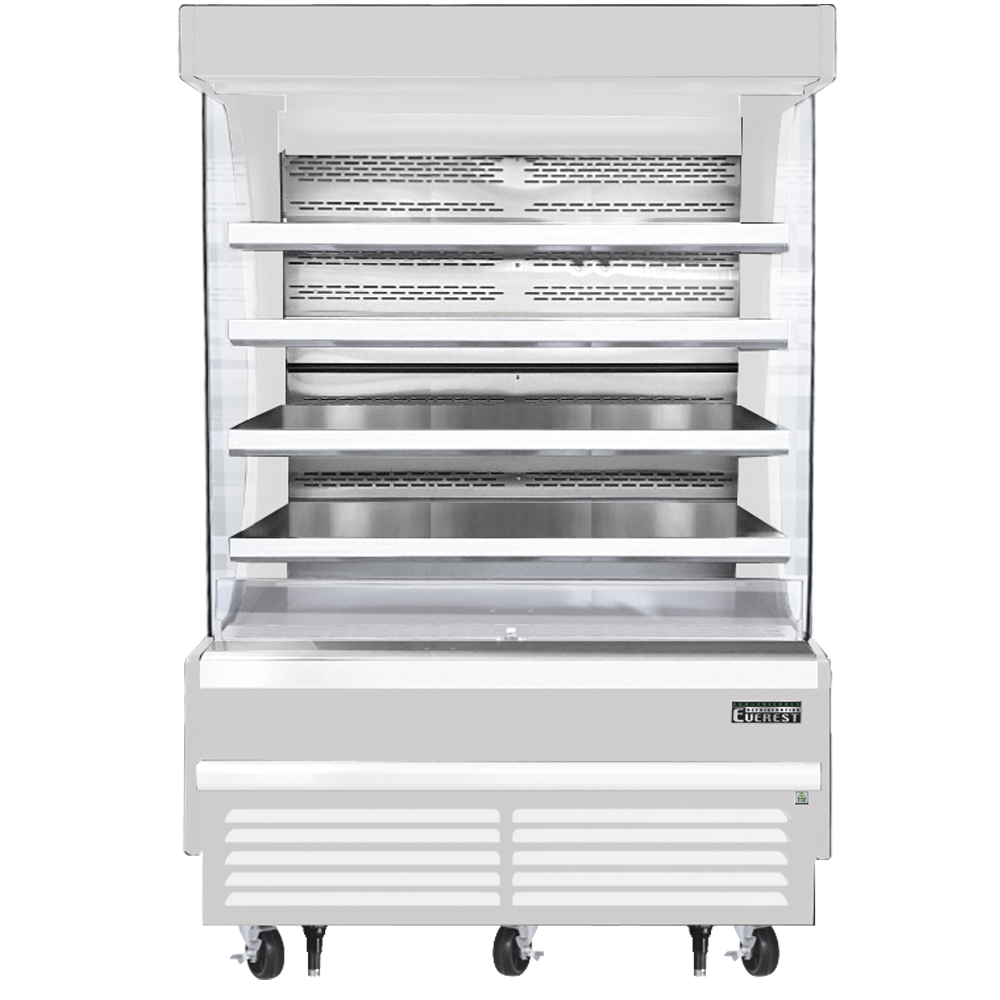 Everest Refrigeration EOMV-60-W-28-T Vertical Open Air Merchandiser, 60" Length, 28 3/8" Depth, 78" Height - White Exterior