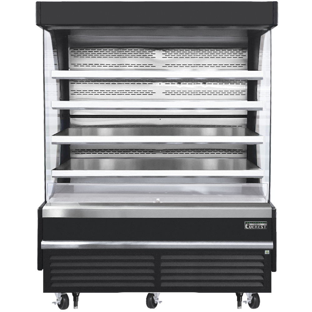 Everest Refrigeration EOMV-72-B-28-T Vertical Open Air Merchandiser, 73 1/4" Length, 28 3/8" Depth, 78" Height - Black Exterior