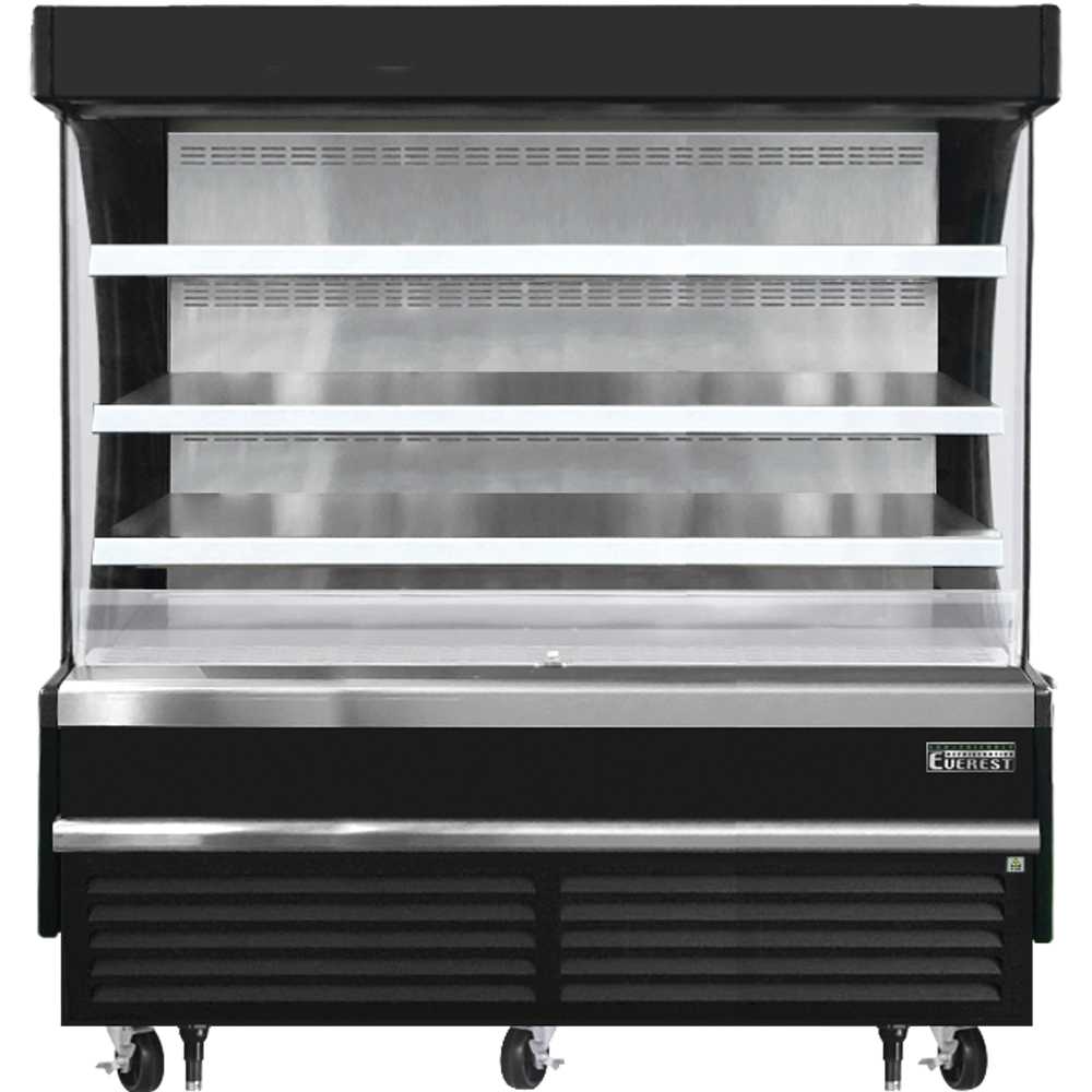 Everest Refrigeration EOMV-72-B-28-S Vertical Open Air Merchandiser, 73 1/4" Length, 28 3/8" Depth, 60 1/8" Height - Black Exterior