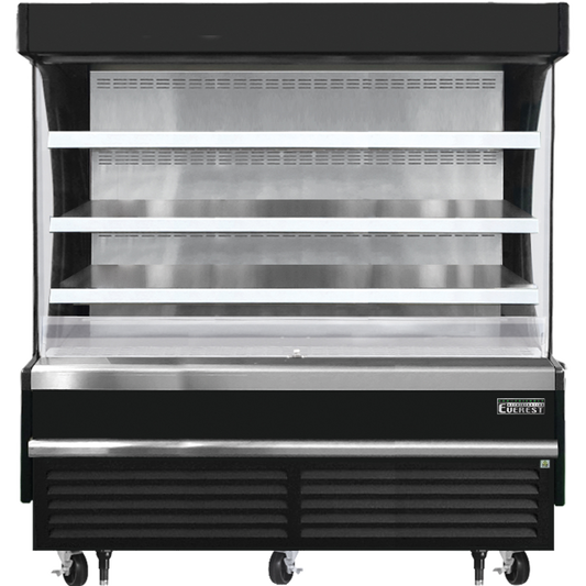 Everest Refrigeration EOMV-72-B-28-S Vertical Open Air Merchandiser, 73 1/4" Length, 28 3/8" Depth, 60 1/8" Height - Black Exterior