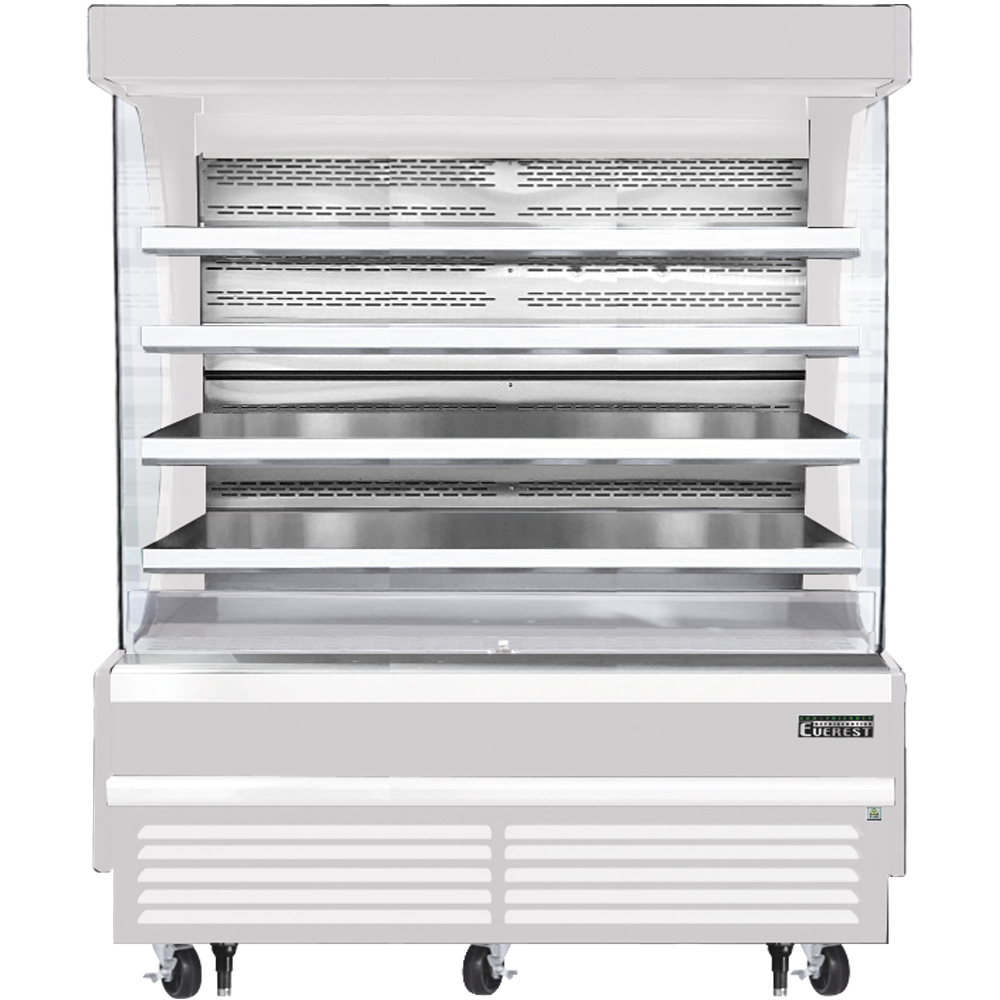 Everest Refrigeration EOMV-72-W-28-T Vertical Open Air Merchandiser, 73 1/4" Length, 28 3/8" Depth, 78" Height - White Exterior