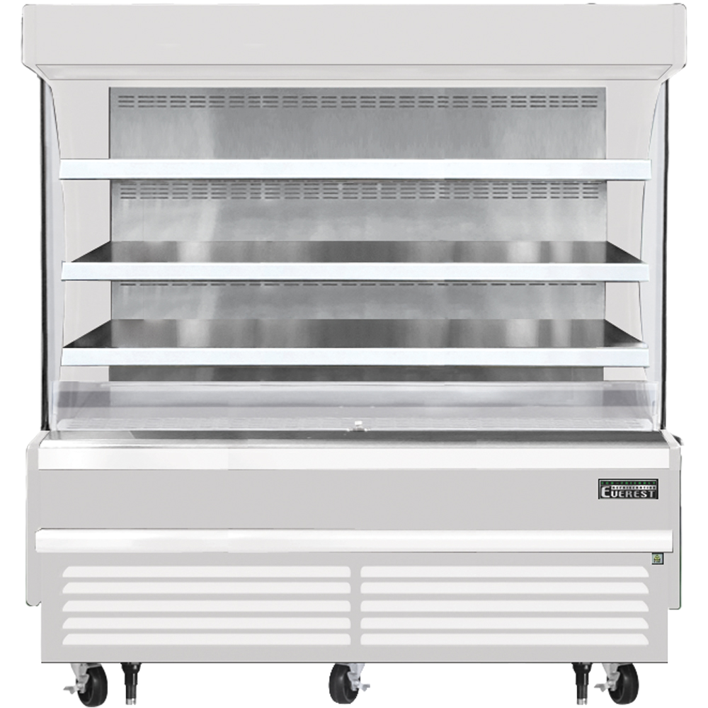 Everest Refrigeration EOMV-72-W-28-S Vertical Open Air Merchandiser, 73 1/4" Length, 28 3/8" Depth, 60 1/8" Height - White Exterior