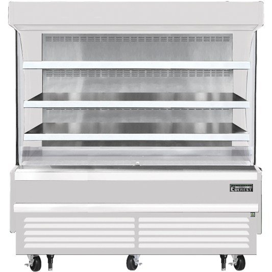 Everest Refrigeration EOMV-72-W-28-S Vertical Open Air Merchandiser, 73 1/4" Length, 28 3/8" Depth, 60 1/8" Height - White Exterior