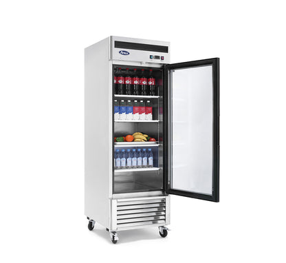 Atosa MCF8705GR Bottom Mount (1) Glass Door Refrigerator S/S In/Out Dimensions: 27 W * 31-7/10 D * 83-1/10 H