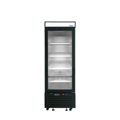 Atosa MCF8726GR Bottom Mount (1) Glass Door Refrigerator 8.3 cu ft - Black Cabinet Dimensions: 24-1/5 W * 24 D * 63-1/5 H