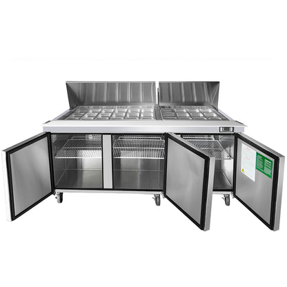 Atosa MSF8308GR 72'' Mega top Sandwich Prep. Table with 30 S/S Pans Dimensions: 72-7/10 W * 34 D * 46-3/5 H