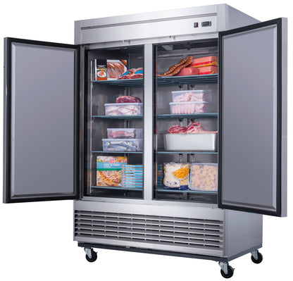 Dukers D55F 2-Door Commercial Freezer in Stainless Steel