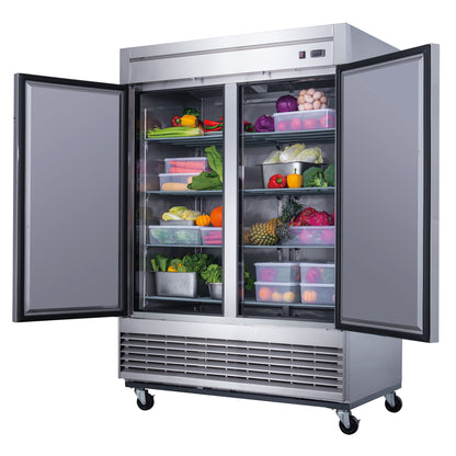 Dukers D55R 2-Door Commercial Refrigerator in Stainless Steel