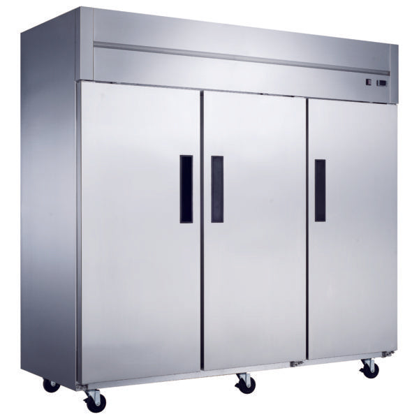 Dukers D83AF Commercial 3-Door Top Mount Freezer in Stainless Steel