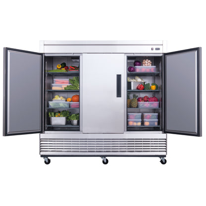 Dukers D83R 3-Door Commercial Refrigerator in Stainless Steel