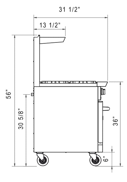 Dukers DCR36-2B24GM 36″ Gas Range with Two (2) Open Burners & 24″ Griddle