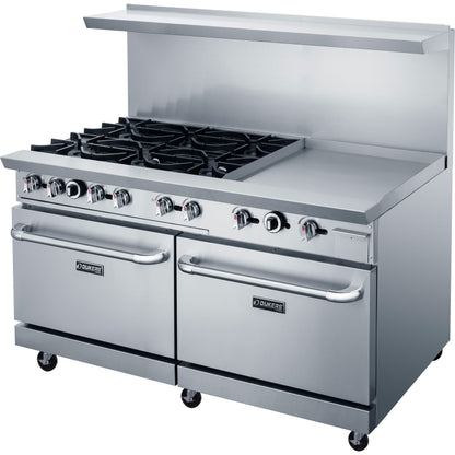 Dukers DCR60-6B24GM 60″ Gas Range with Six (6) Open Burners & 24″ Griddle